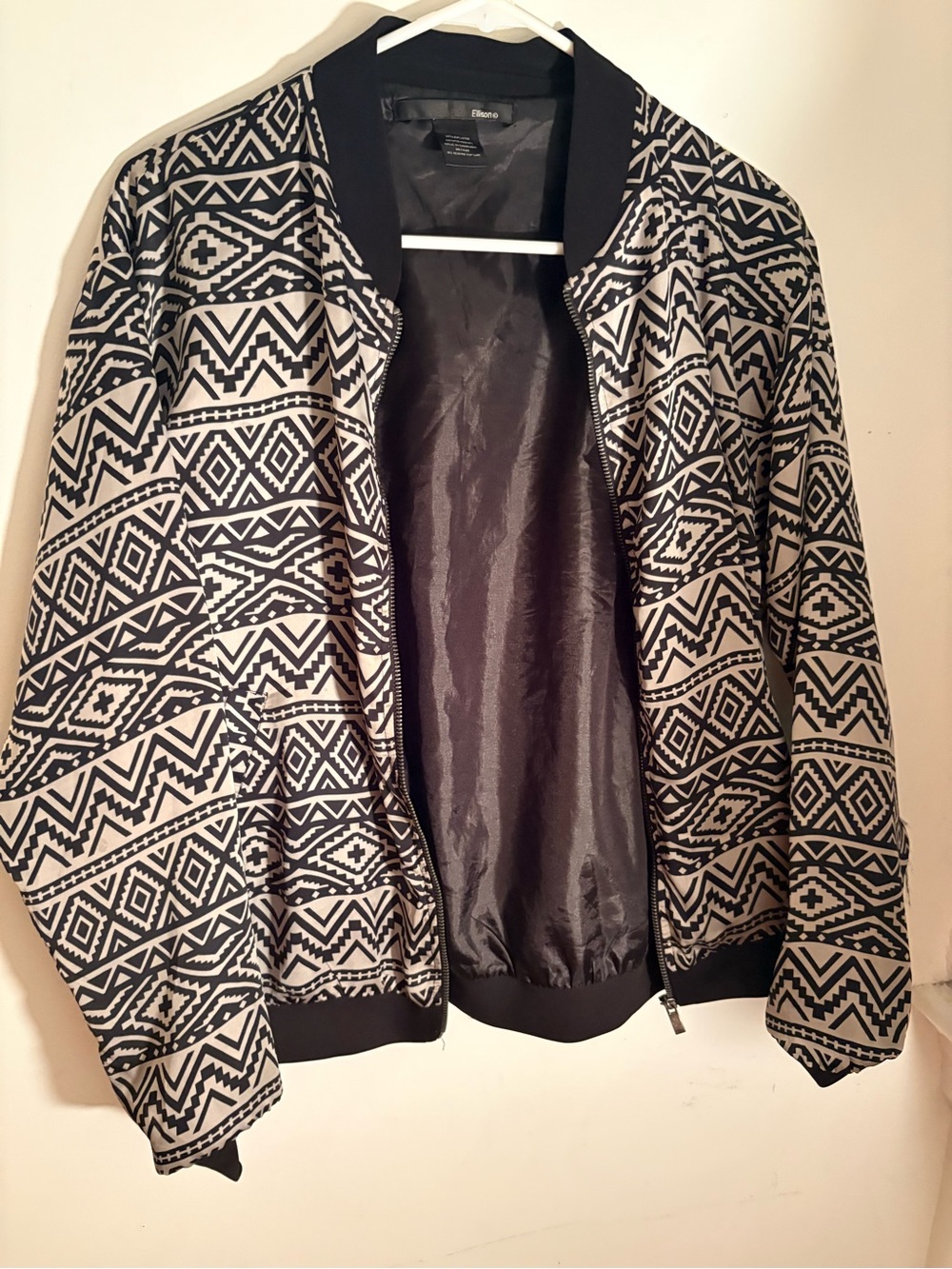Black & Cream Aztec Bomber Jacket
